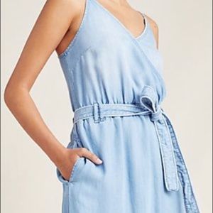 NWT Cloth & Stone chambray surplice dress sz M